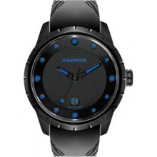 K&bros Le Meccaniche Black And Blue Automatic Silicone Wrist Watch 9454-4-9500