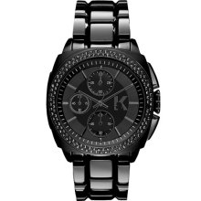 KARL LAGERFELD 'Keeper' Crystal Bezel Bracelet Watch, 40mm Black