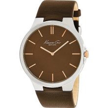 Kenneth Cole Men's Slim KC1848 Brown Leather Quartz Watch with Br ...