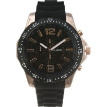 Kenneth Cole Mens Unlisted Analog Stainless Watch - Black Rubber Strap - Black Dial - UL1202
