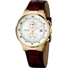 Kenneth Cole New York KC1345 Gold-Tone Brown Leather Watch