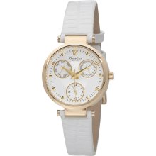 KENNETH COLE New York Ladies Analog Steel Watch White Leather Band Quartz - White - Surgical Steel