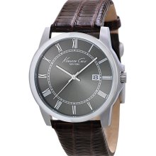 Kenneth Cole New York Slim Leather Strap Watch Brown