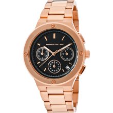 Kenneth Jay Lane Watches Women's Chronograph Black Sunray Dial Rose Go