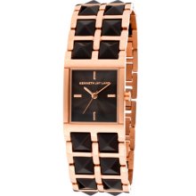 Kenneth Jay Lane Watches Women's Black Textured Dial Rose Goldtone IP