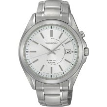 Kinetic Stainless Steel Case And Bracelet Silver Tone Dial Date Displa