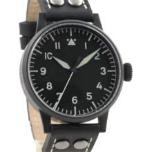 Laco Damme Black PVD Swiss Quartz Pilot Watch with Sapphire Crystal