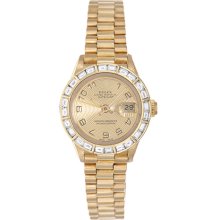 Ladies 18k Yellow Gold & Diamond Rolex President Watch 69178