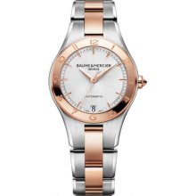 Ladies Baume & Mercier Linea Silver Dial Steel Rose Gold Auto Watch 10073