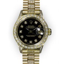 Ladies Black Dial Rolex Super President (429)