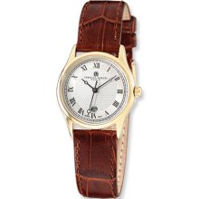 Ladies Brown Leather Band Watch by Charles Hubert