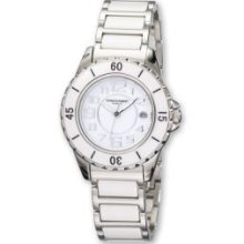 Ladies Charles Hubert Stainless Steel and Ceramic White Dial Watch