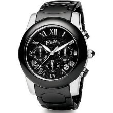 Ladies' Classy Chic Black Ceramic & Stainless Steel Watch