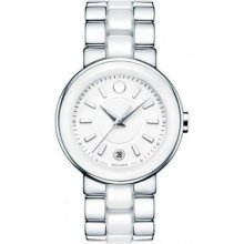 Ladies' Movado Cerena Stainless Steel And White Ceramic Watch