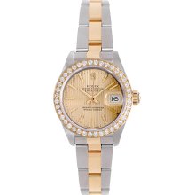 Ladies Rolex Datejust 69173 Watch Champagne Tapestry Dial
