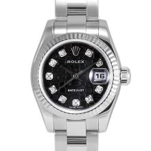Ladies Rolex Datejust Ss Factory Jubilee Black Diamond Dial Oyster Band 179174