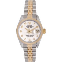 Ladies Rolex Datejust Watch with 18k Yellow Gold Fluted Bezel 79173