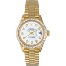 Ladies Rolex President 18k Yellow Gold Watch with Diamonds 69178