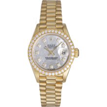 Ladies Rolex President 18k Yellow Gold Diamond Watch 79138