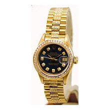 Ladies Rolex President Yellow Gold/Navy Blue Diamond Dial - Preowned