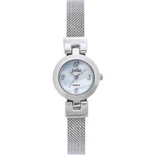 Ladies' Silvertone Watch with Mesh Bangle