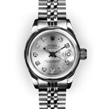 Ladies Stainless Steel Silver Dial Smooth Bezel Rolex Datejust (1059)