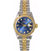 Ladies Used Diamond Rolex Watch Datejust 69173 Steel & Gold