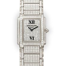 Ladies White Gold Double Beadset Diamond Dial Patek Philippe Twenty