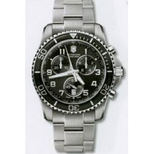 Large Black Dial Chronograph Maverick Gs Stainless Steel Watch