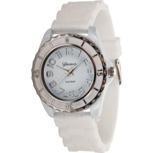 LARGE DESIGN WHITE SILICONE WATCH WITH STAINLESS STEEL EDGING 38515
