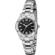 LB1674B Accurist Ladies Black Silver Bracelet Watch