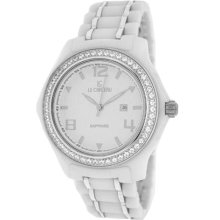 Le Chateau All White Ceramic Unisex Watch with Zirconia Studded B ...