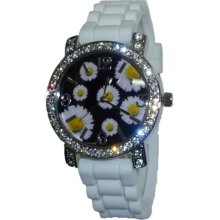 Limited Edition Ladies Multi Colored Daisy Silicon Watch w/ White Band
