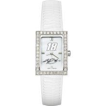 LogoArt NASCAR Driver Ladies Fashion Watch with White Leather Driver: Kyle Busch #18
