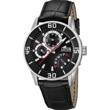 Lotus Men's Quartz Watch With Black Dial Analogue Display And Black Leather Strap 15798/3