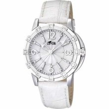 Lotus Women's Glee L15745/1 White Leather Quartz Watch with White Dial