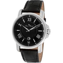 Lucien Piccard Watches Men's Cilindro Black Dial Black Genuine Leather