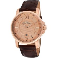 Lucien Piccard Watches Men's Cilindro Rose Gold Tone Dial Brown Genuin