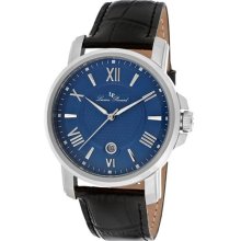 Lucien Piccard Watches Men's Cilindro Blue Dial Black Genuine Leather