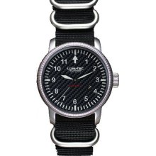 Lum-Tec Mens Combat B13 Automatic Stainless Watch - Black Nylon Strap - Black Dial - LTB13