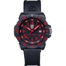 Luminox Men's EVO Navy SEAL Red Colormark Watch - Black Rubber Strap - Black Dial - 3065
