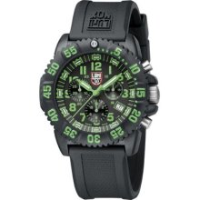Luminox Men's Navy SEAL Green Colormark Chronograph Watch - Black Rubber Strap - Black Dial - 3097