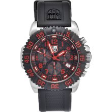 Luminox Men's Navy Seal Steel Colormark Chrono Black/ Red Watch (Men's Navy Seal Steel Chrono Black and Red Dial)