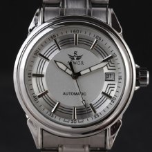 Luxe Auto Mechanical Date Wrist Watch Classic Traveling Men Best Gift Steel