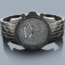 Luxurman Black Diamond Watch 2.25ct Mens