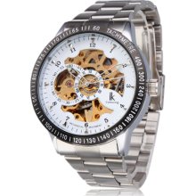 Luxury Stainless Steel Self-Winding Mechanical Tachometer Wristwatch - Multi-color - Stainless Steel