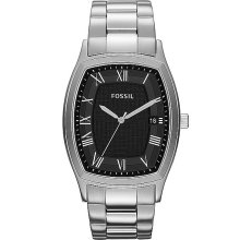 (m) Fossil Ansel Stainless Steel Silver Black Dial Watch Fs4741