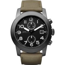 Marc by Marc Jacobs Watch, Mens Chronograph Olive Leather Strap 46mm M