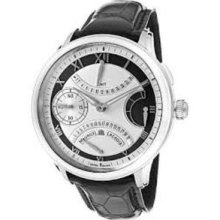 Maurice Lacroix Masterpiece Hand Wind GMT Watch in Silver & Alligator