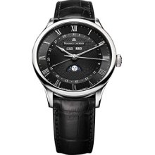Maurice Lacroix Masterpiece Tradition Phase de Lune 40mm Watch - Black Dial, Black Alligator Strap MP6607-SS001-310 Sale Authentic